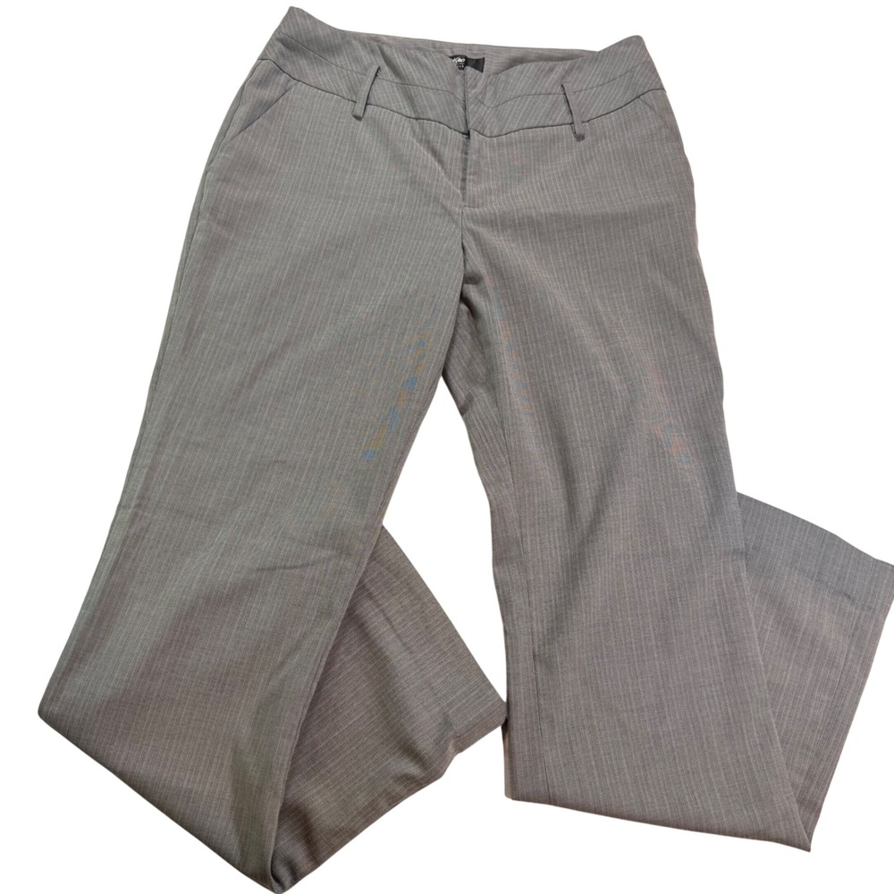 Mossimo Dress Pants Women 4 Gray Pinstripe Stretch Flare Trousers Office Career